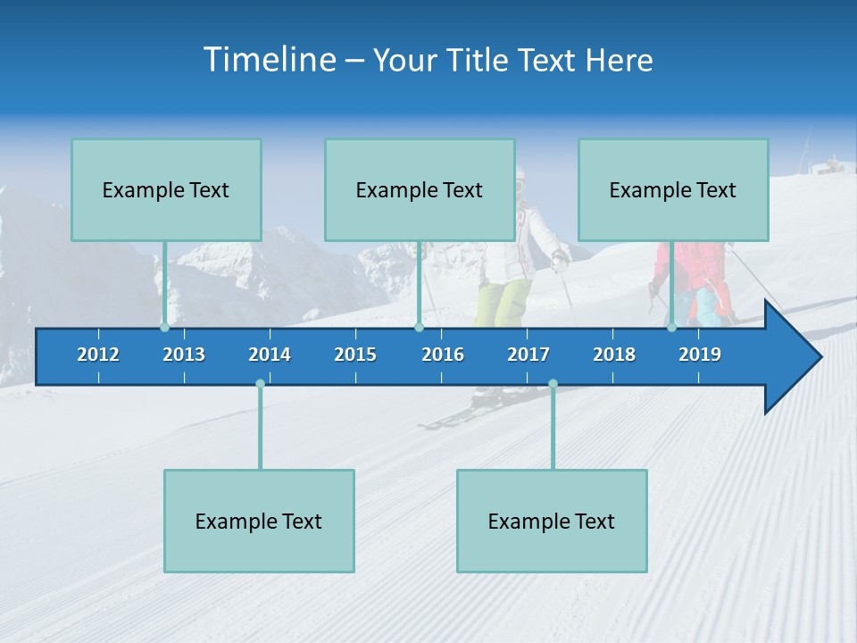 A Group Of People Riding Skis Down A Snow Covered Slope PowerPoint Template
