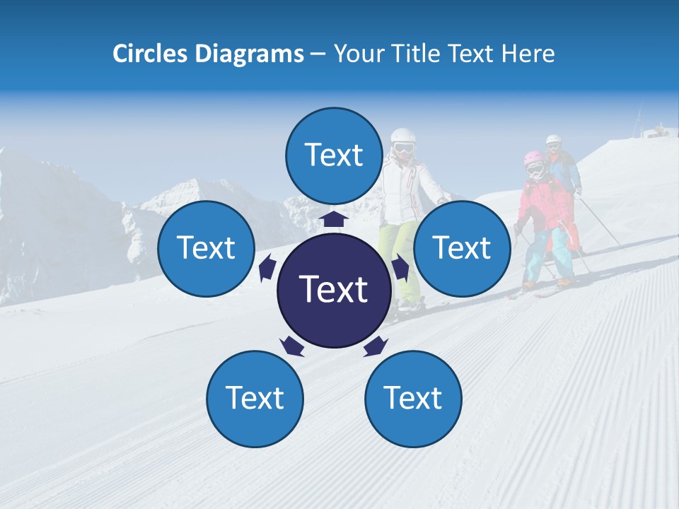 A Group Of People Riding Skis Down A Snow Covered Slope PowerPoint Template