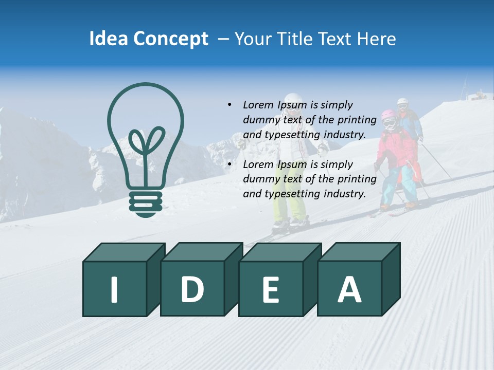 A Group Of People Riding Skis Down A Snow Covered Slope PowerPoint Template