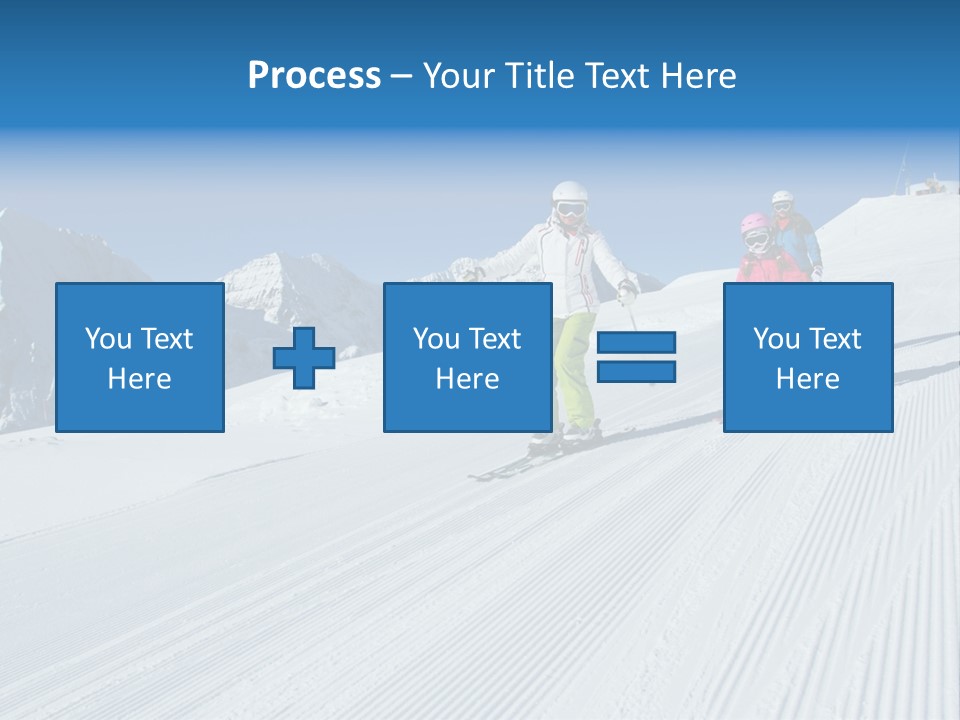 A Group Of People Riding Skis Down A Snow Covered Slope PowerPoint Template