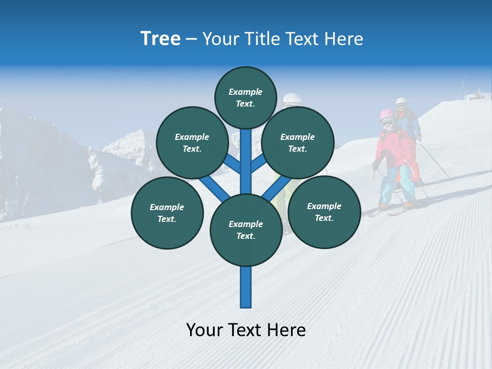 A Group Of People Riding Skis Down A Snow Covered Slope PowerPoint Template