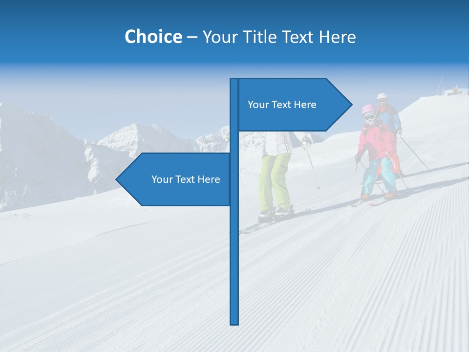 A Group Of People Riding Skis Down A Snow Covered Slope PowerPoint Template