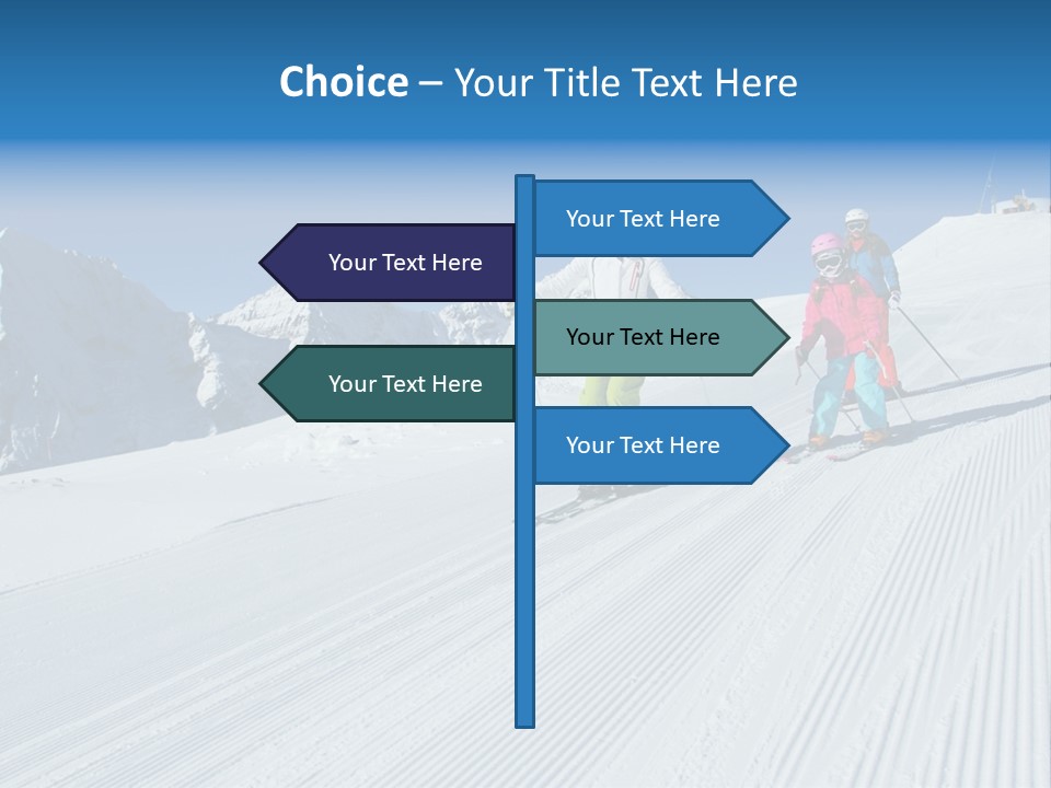 A Group Of People Riding Skis Down A Snow Covered Slope PowerPoint Template