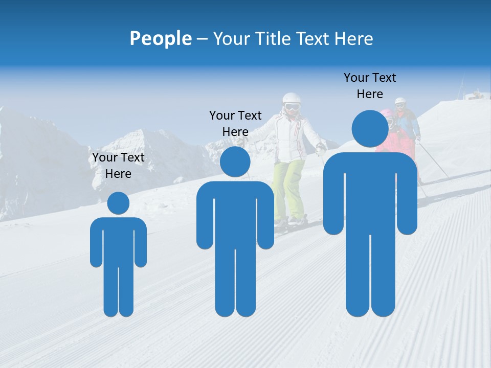 A Group Of People Riding Skis Down A Snow Covered Slope PowerPoint Template