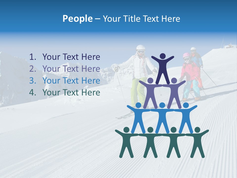 A Group Of People Riding Skis Down A Snow Covered Slope PowerPoint Template