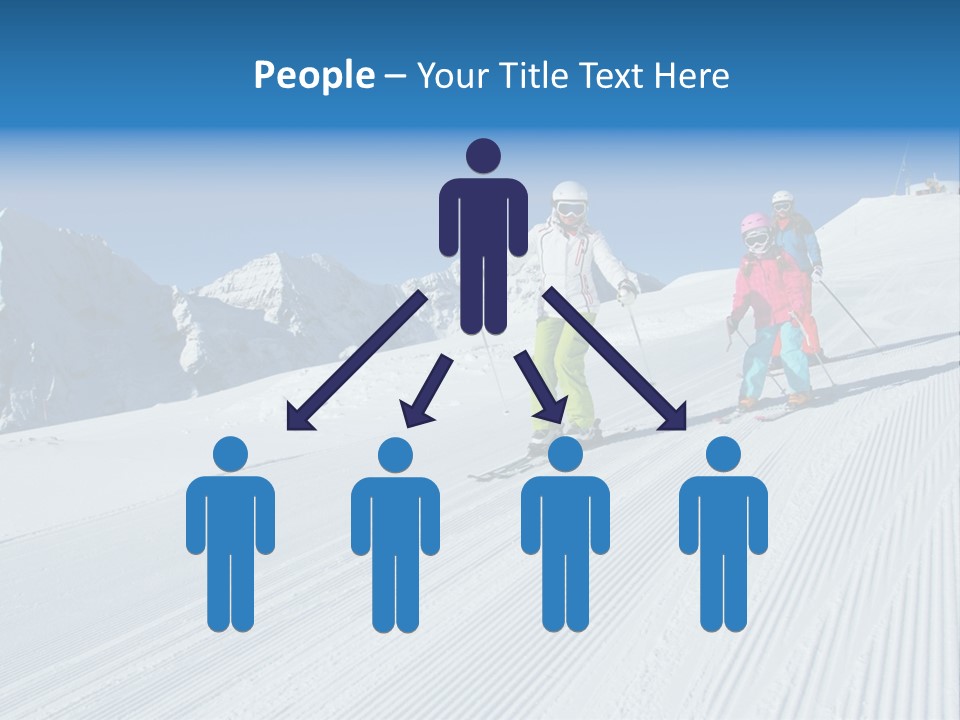 A Group Of People Riding Skis Down A Snow Covered Slope PowerPoint Template