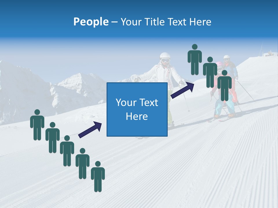 A Group Of People Riding Skis Down A Snow Covered Slope PowerPoint Template
