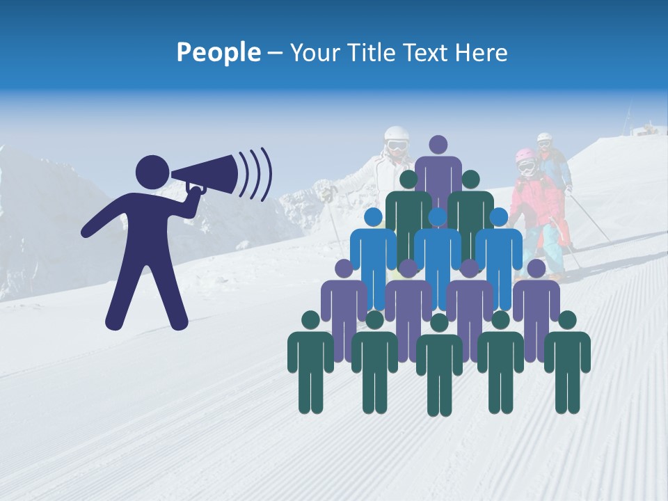 A Group Of People Riding Skis Down A Snow Covered Slope PowerPoint Template