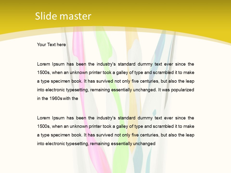 A Group Of Colorful Toothbrushes In A Glass Of Water PowerPoint Template