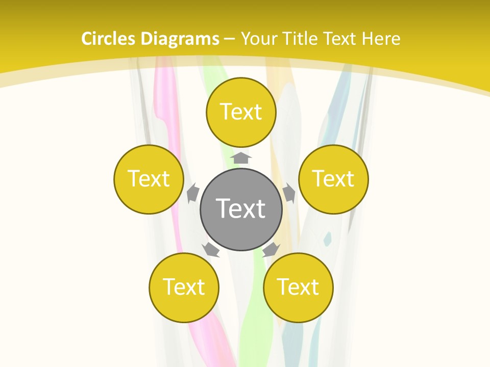 A Group Of Colorful Toothbrushes In A Glass Of Water PowerPoint Template