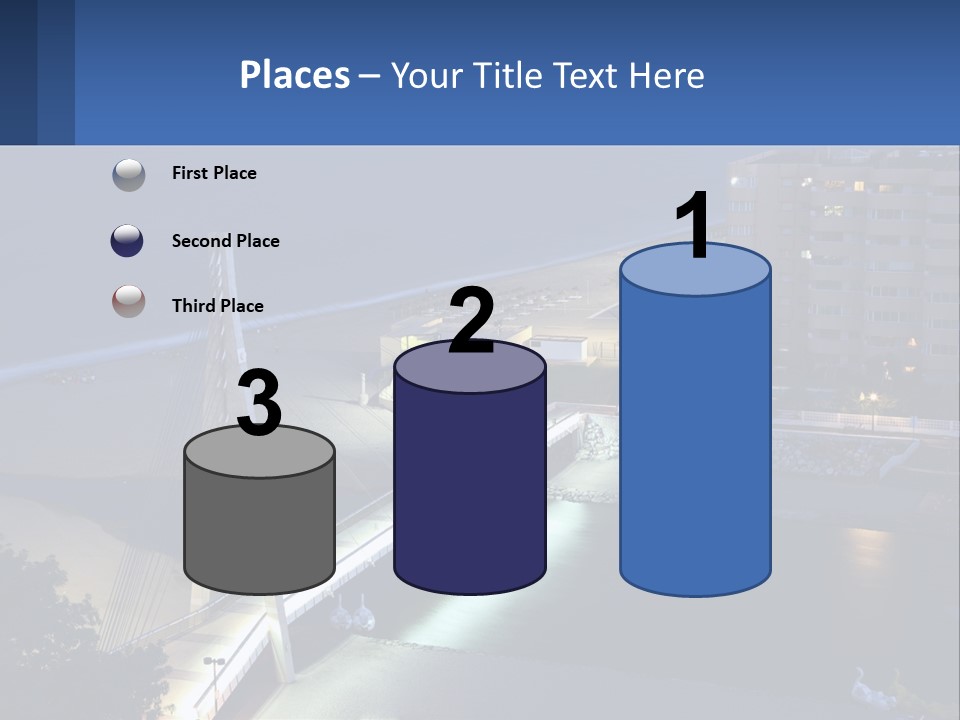 A Bridge Over A Body Of Water At Night PowerPoint Template