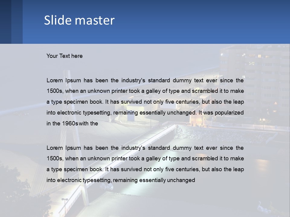 A Bridge Over A Body Of Water At Night PowerPoint Template