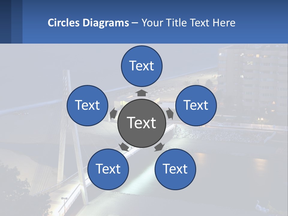 A Bridge Over A Body Of Water At Night PowerPoint Template