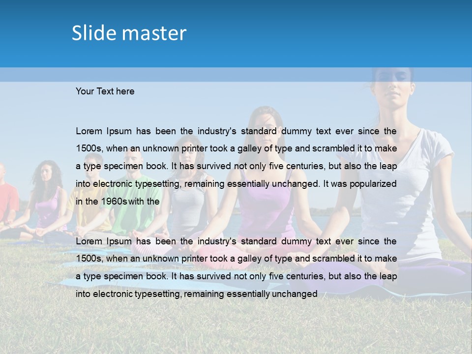 A Group Of People Sitting In A Yoga Pose PowerPoint Template