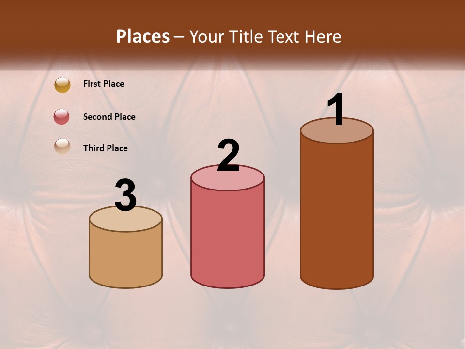 A Brown Leather Upholstered Wall With A Name Of Presentation PowerPoint Template