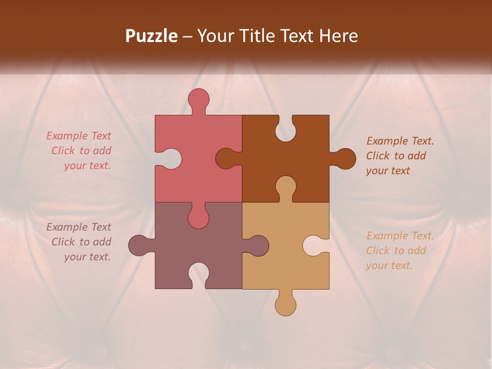 A Brown Leather Upholstered Wall With A Name Of Presentation PowerPoint Template