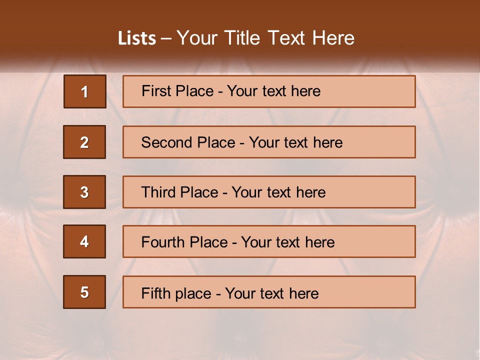 A Brown Leather Upholstered Wall With A Name Of Presentation PowerPoint Template