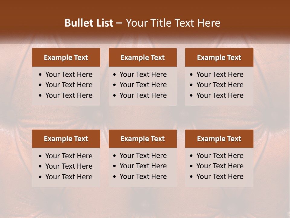 A Brown Leather Upholstered Wall With A Name Of Presentation PowerPoint Template