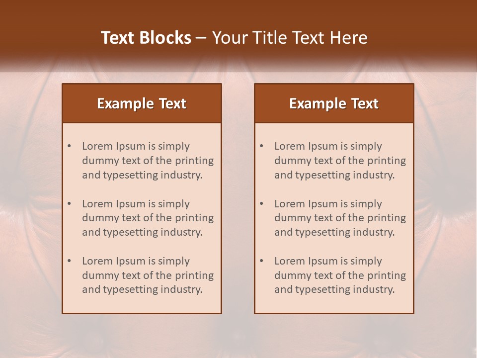 A Brown Leather Upholstered Wall With A Name Of Presentation PowerPoint Template