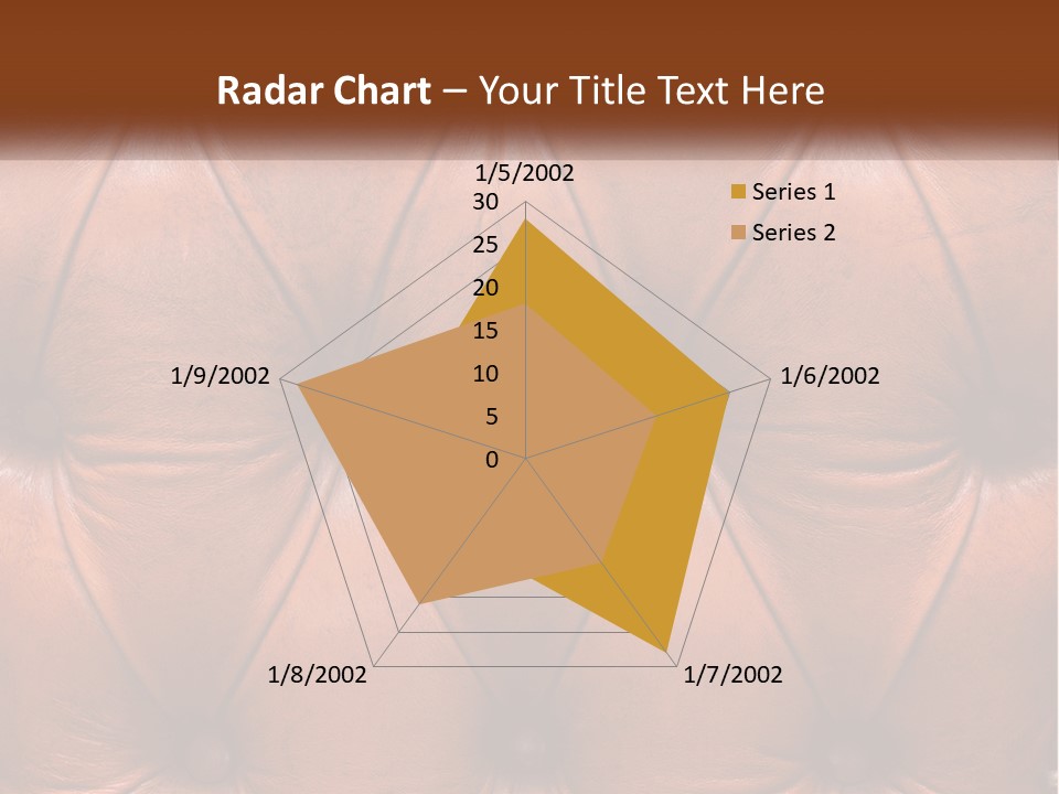 A Brown Leather Upholstered Wall With A Name Of Presentation PowerPoint Template