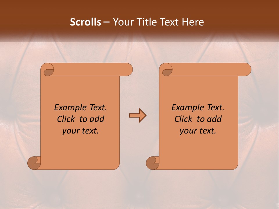 A Brown Leather Upholstered Wall With A Name Of Presentation PowerPoint Template