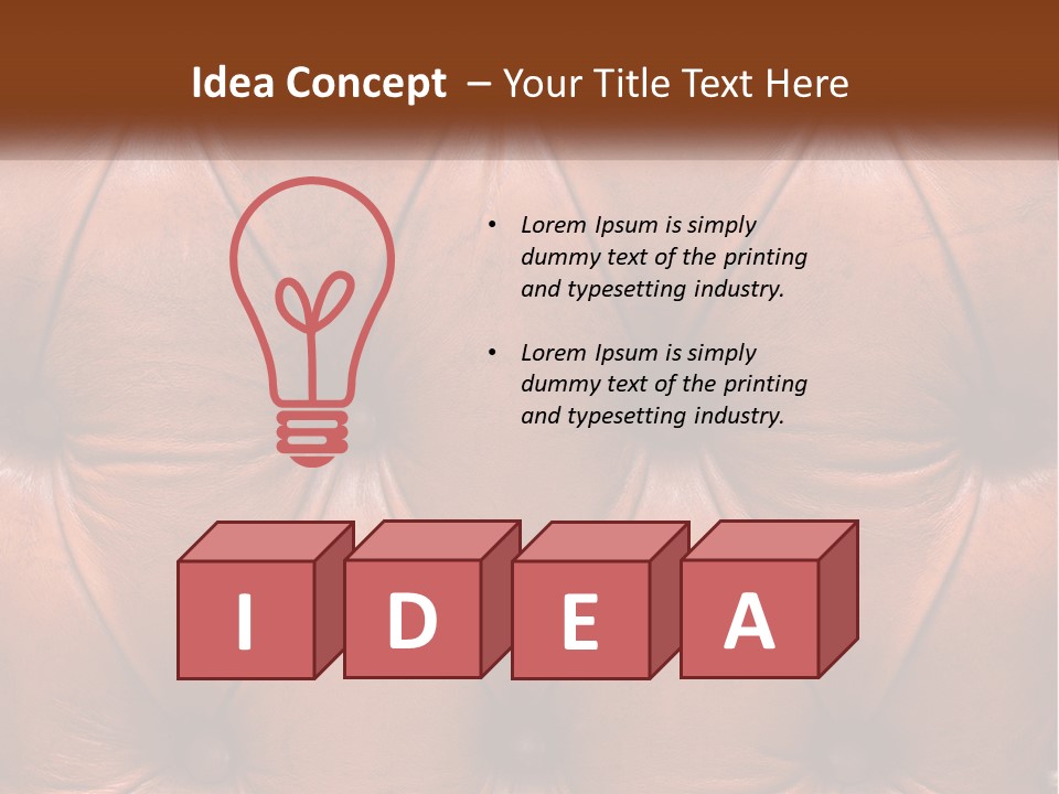 A Brown Leather Upholstered Wall With A Name Of Presentation PowerPoint Template