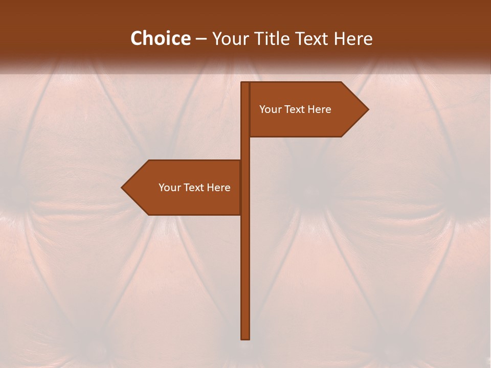 A Brown Leather Upholstered Wall With A Name Of Presentation PowerPoint Template