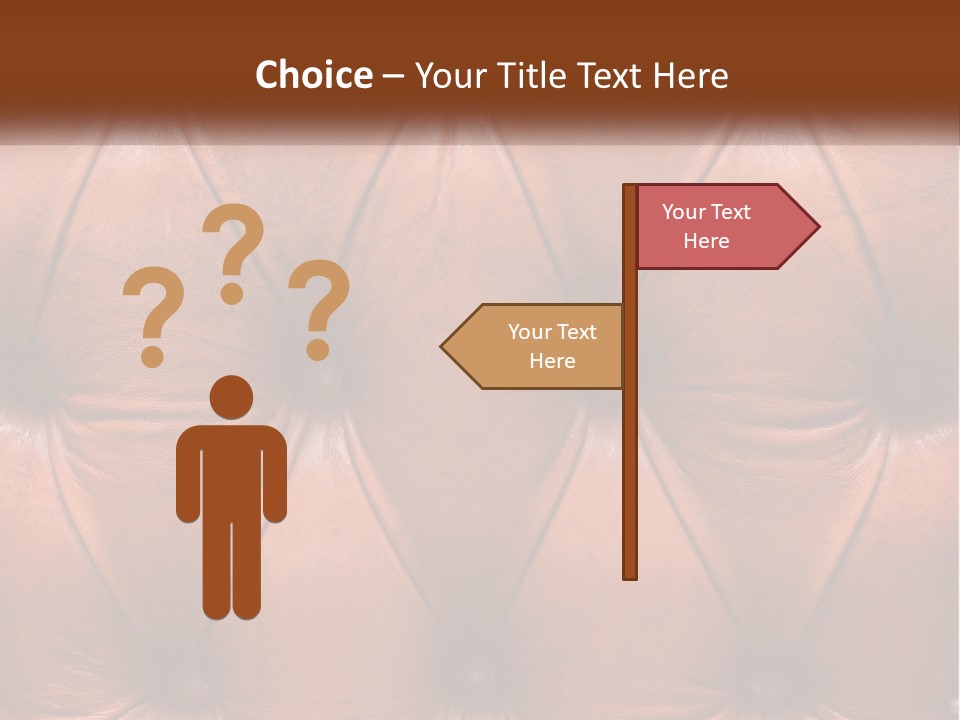 A Brown Leather Upholstered Wall With A Name Of Presentation PowerPoint Template