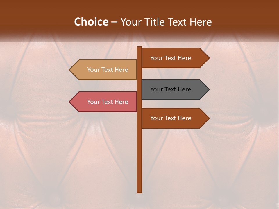 A Brown Leather Upholstered Wall With A Name Of Presentation PowerPoint Template