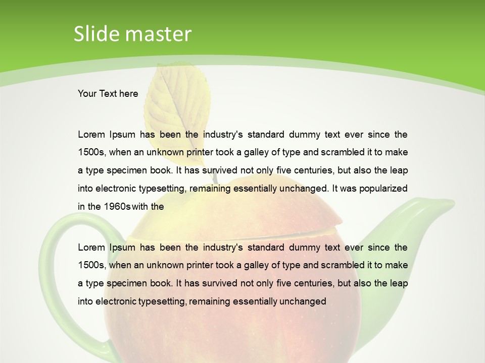 A Teapot Shaped Like An Apple With A Leaf On Top Of It PowerPoint Template