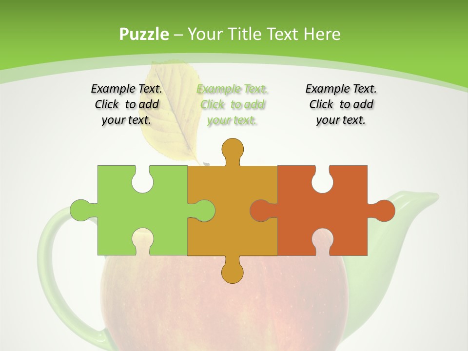 A Teapot Shaped Like An Apple With A Leaf On Top Of It PowerPoint Template