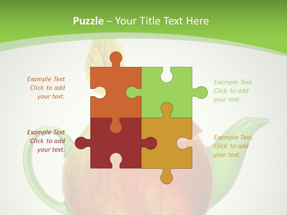 A Teapot Shaped Like An Apple With A Leaf On Top Of It PowerPoint Template