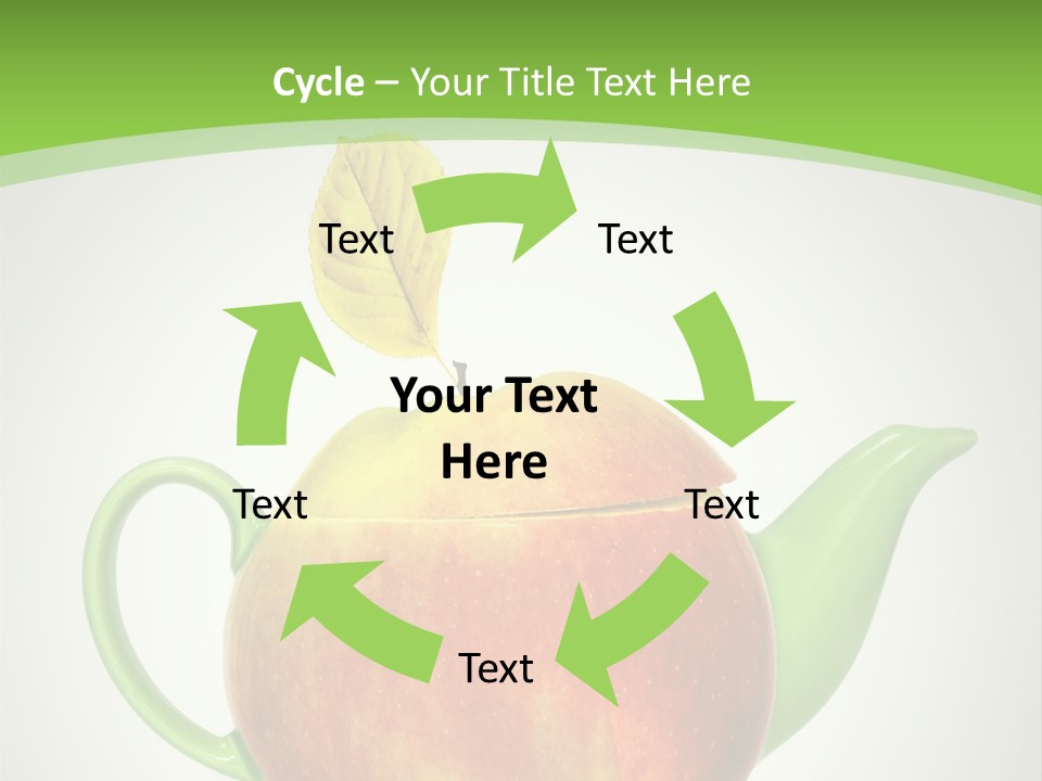 A Teapot Shaped Like An Apple With A Leaf On Top Of It PowerPoint Template