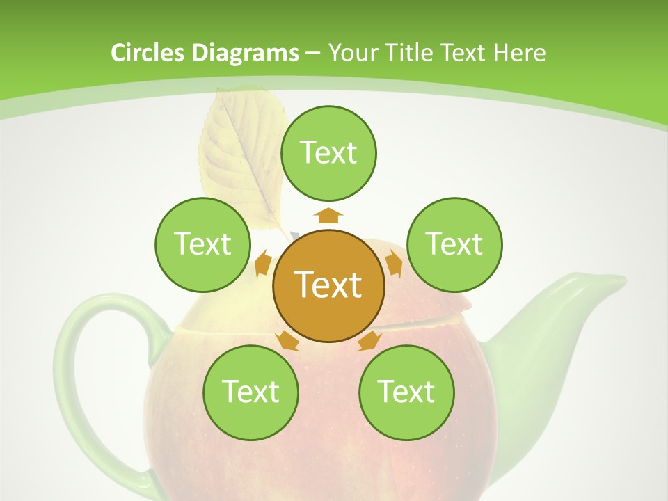 A Teapot Shaped Like An Apple With A Leaf On Top Of It PowerPoint Template
