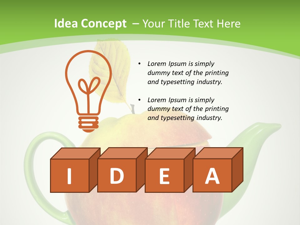 A Teapot Shaped Like An Apple With A Leaf On Top Of It PowerPoint Template