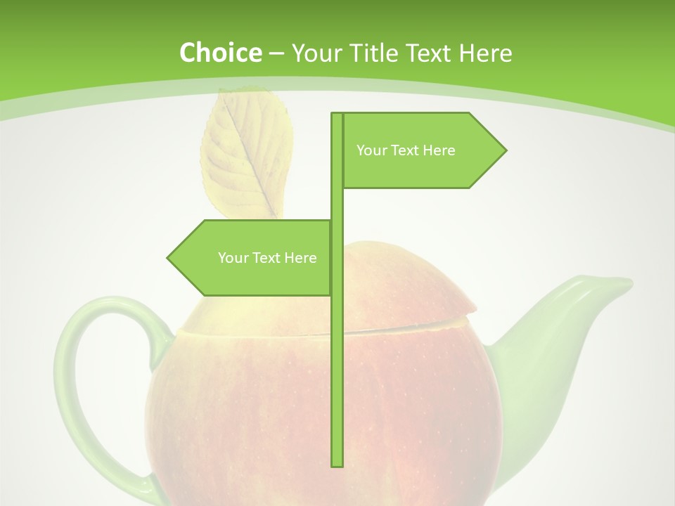 A Teapot Shaped Like An Apple With A Leaf On Top Of It PowerPoint Template