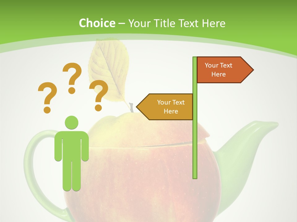 A Teapot Shaped Like An Apple With A Leaf On Top Of It PowerPoint Template