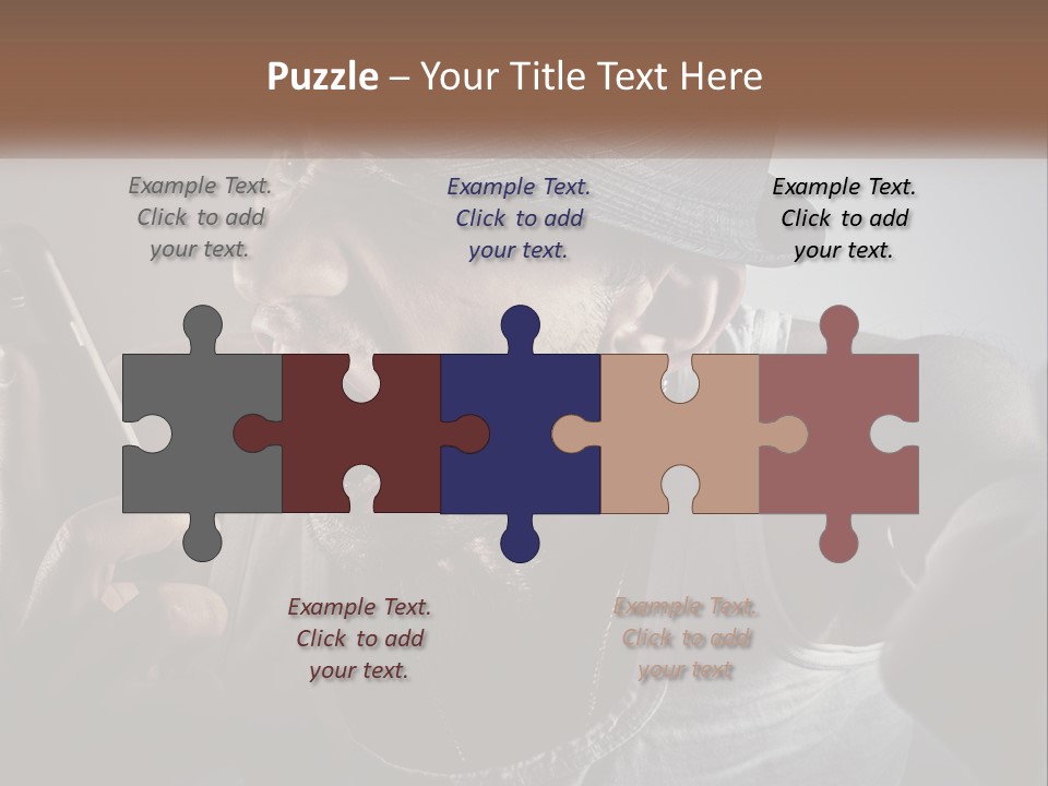 A Man In A Hat Holding A Cell Phone PowerPoint Template