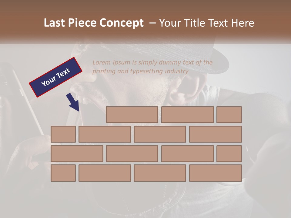 A Man In A Hat Holding A Cell Phone PowerPoint Template