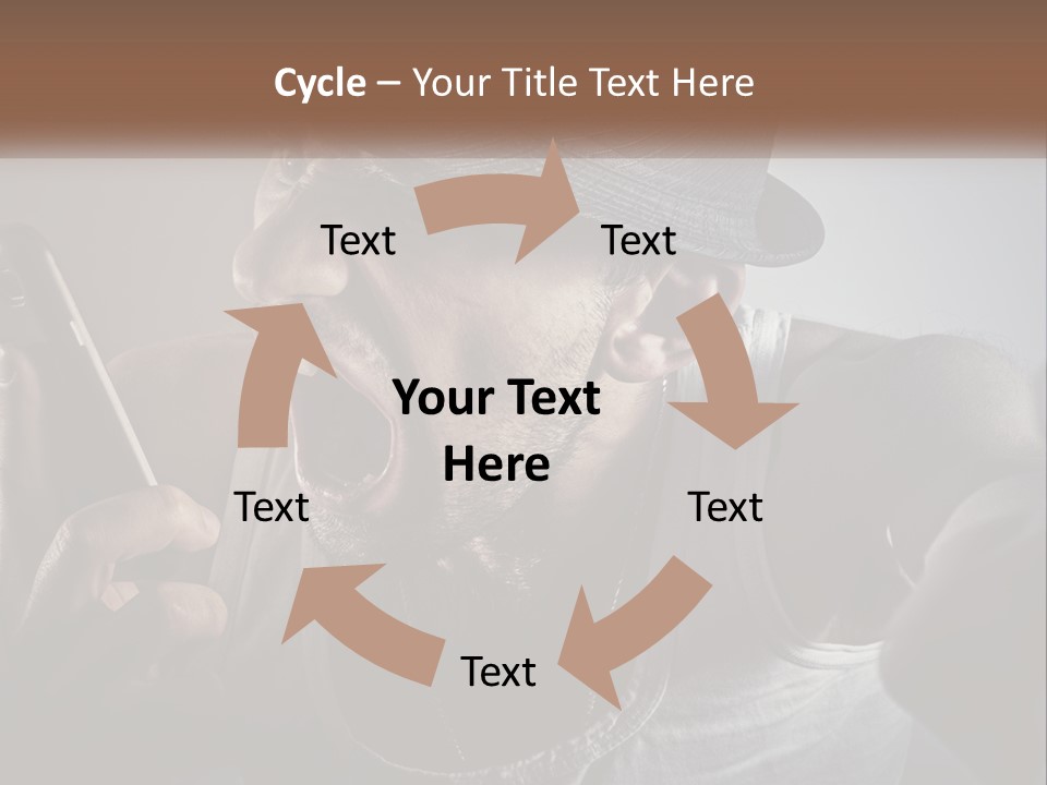 A Man In A Hat Holding A Cell Phone PowerPoint Template