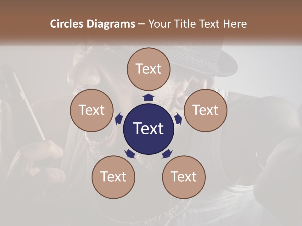 A Man In A Hat Holding A Cell Phone PowerPoint Template