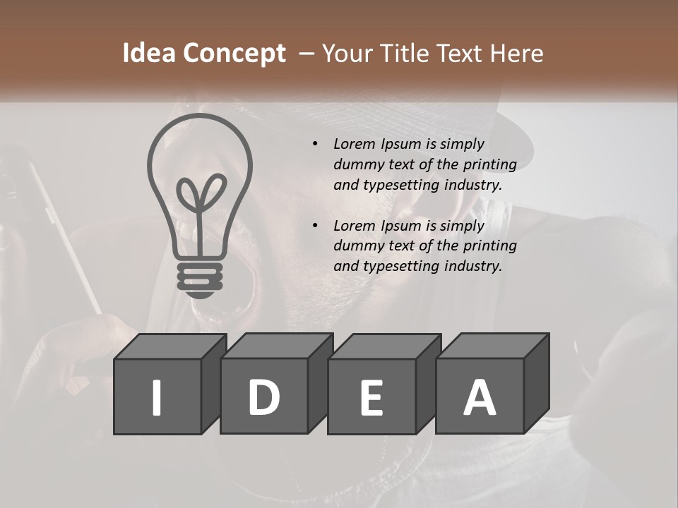 A Man In A Hat Holding A Cell Phone PowerPoint Template