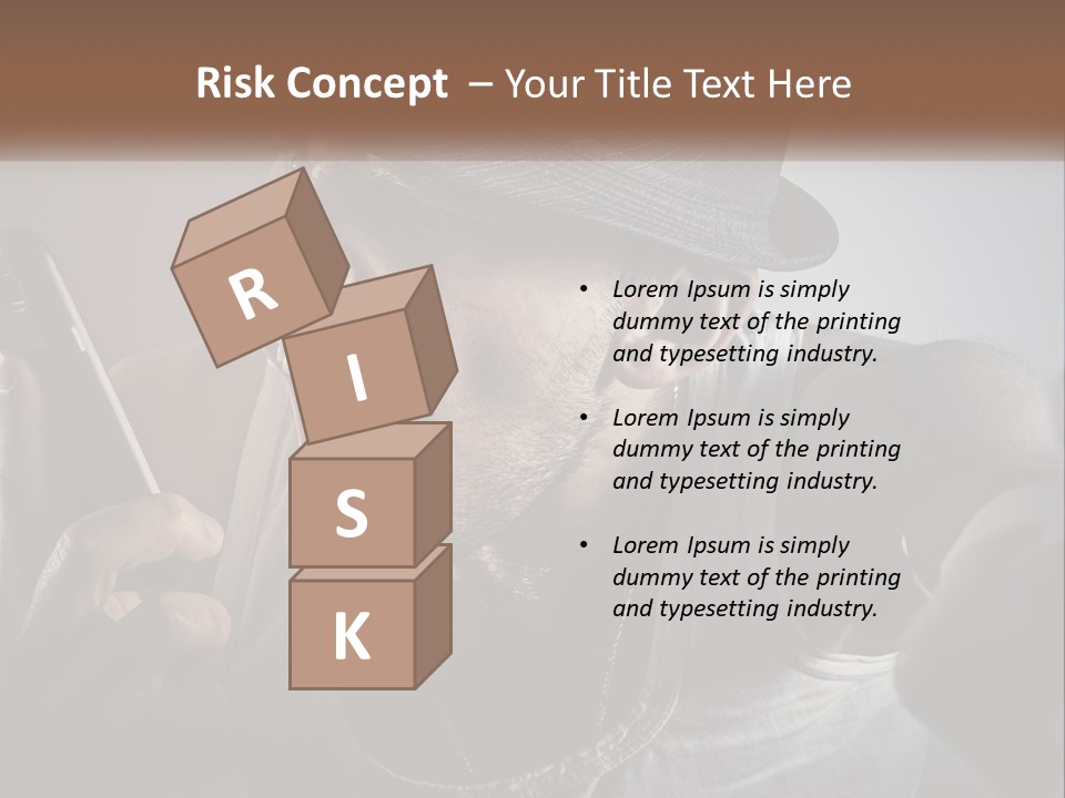 A Man In A Hat Holding A Cell Phone PowerPoint Template