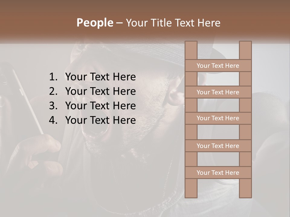 A Man In A Hat Holding A Cell Phone PowerPoint Template