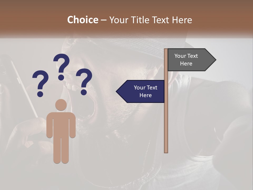 A Man In A Hat Holding A Cell Phone PowerPoint Template