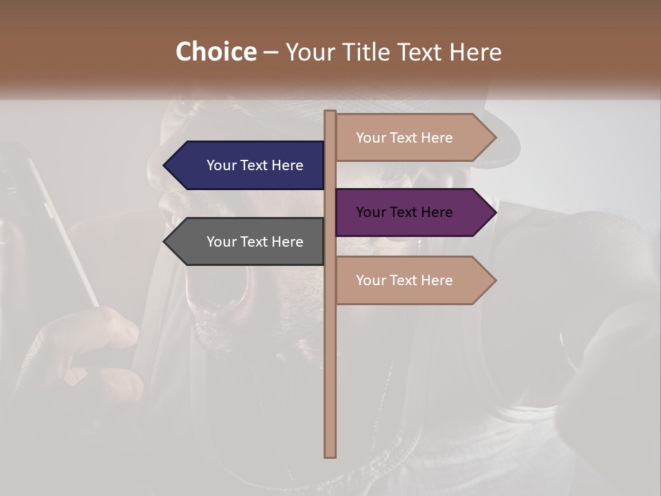 A Man In A Hat Holding A Cell Phone PowerPoint Template