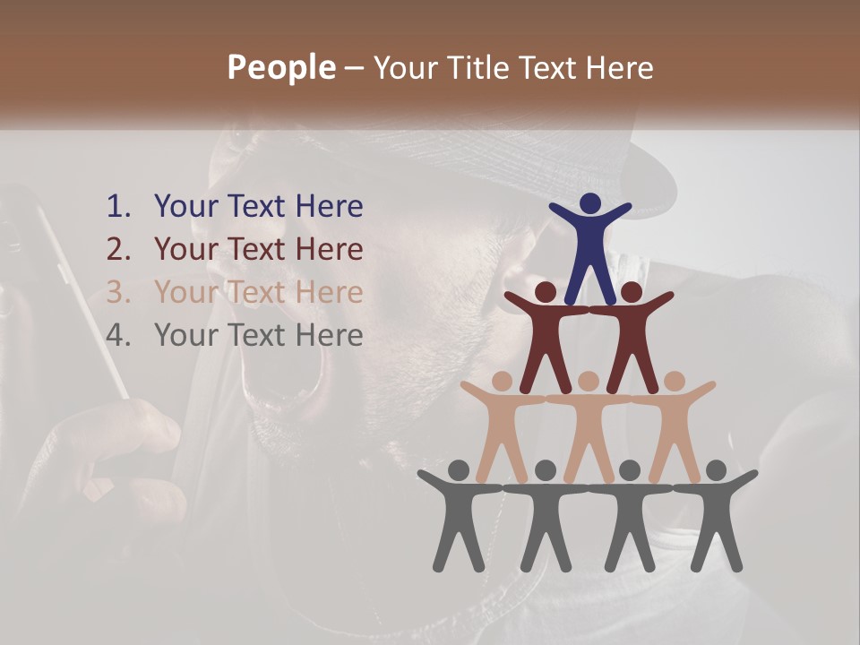 A Man In A Hat Holding A Cell Phone PowerPoint Template