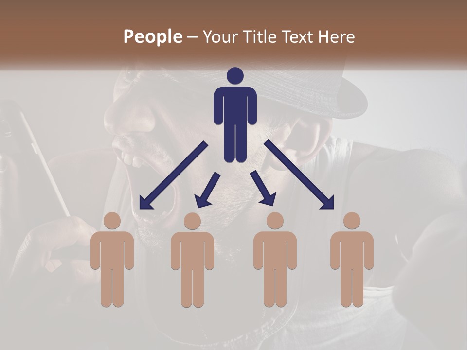 A Man In A Hat Holding A Cell Phone PowerPoint Template