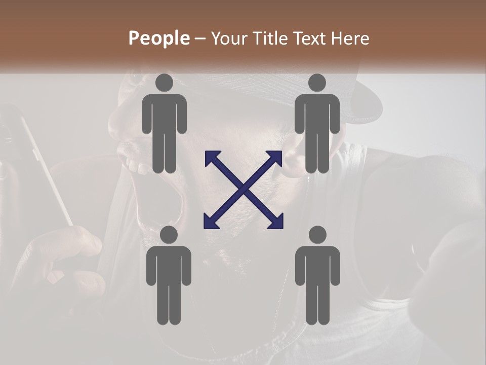 A Man In A Hat Holding A Cell Phone PowerPoint Template