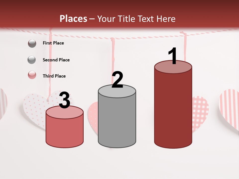 A Group Of Hearts Hanging From A Line PowerPoint Template